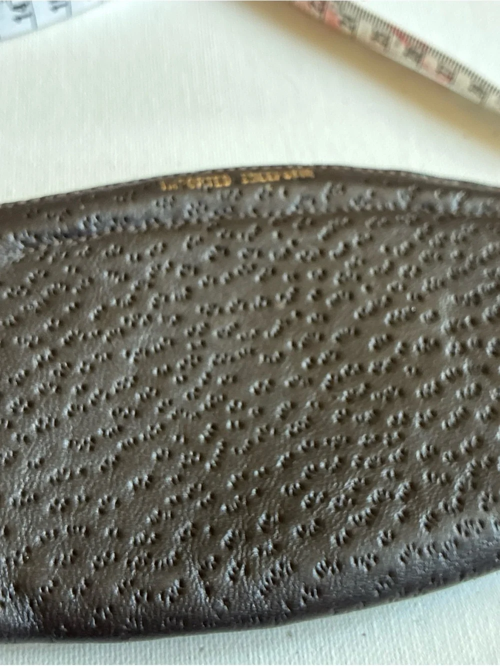 VNTG 1940s-Rogers Air Tite-Tobacco Pouch Imported Sheepskin Dark Brown Gold Zip